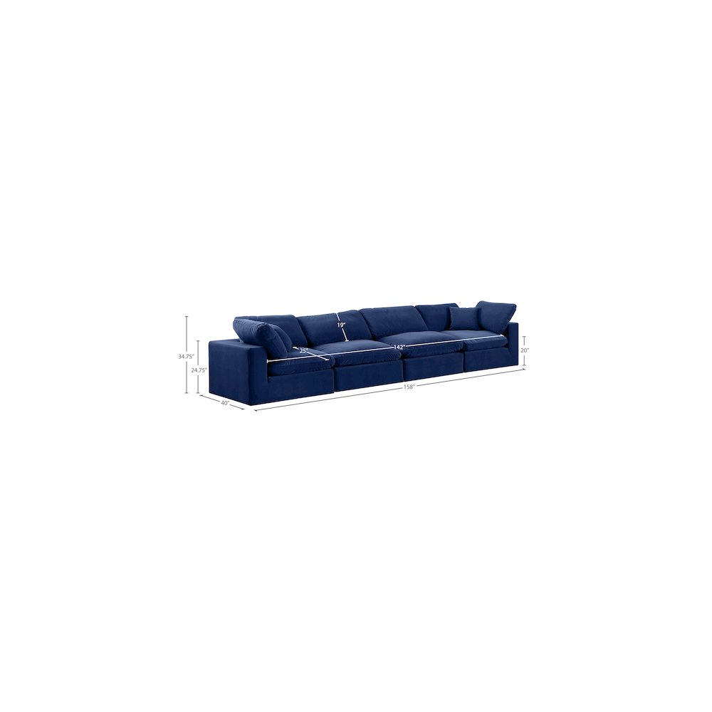 Comfy Navy Velvet Modular Sofa