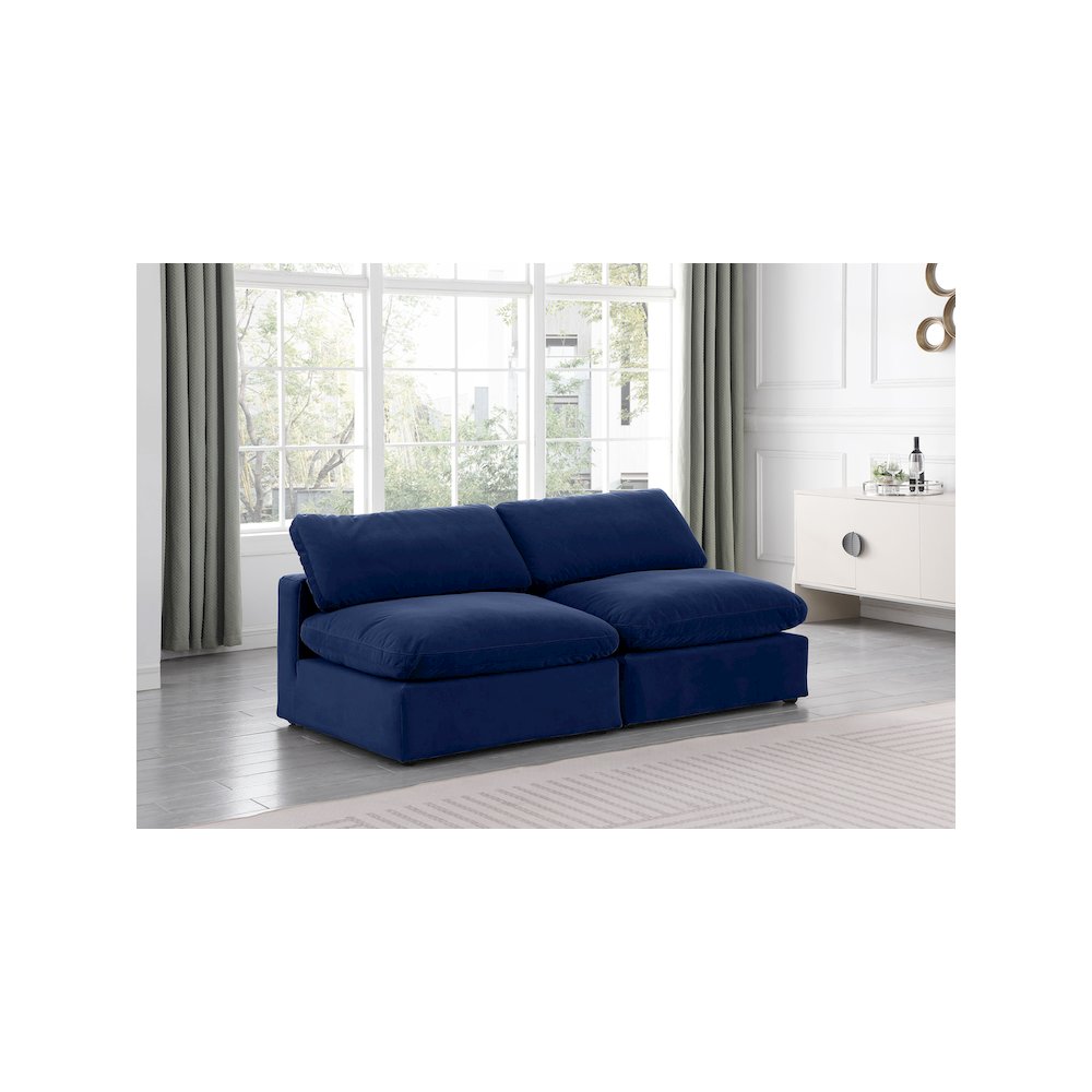 Comfy Navy Velvet Modular Sofa