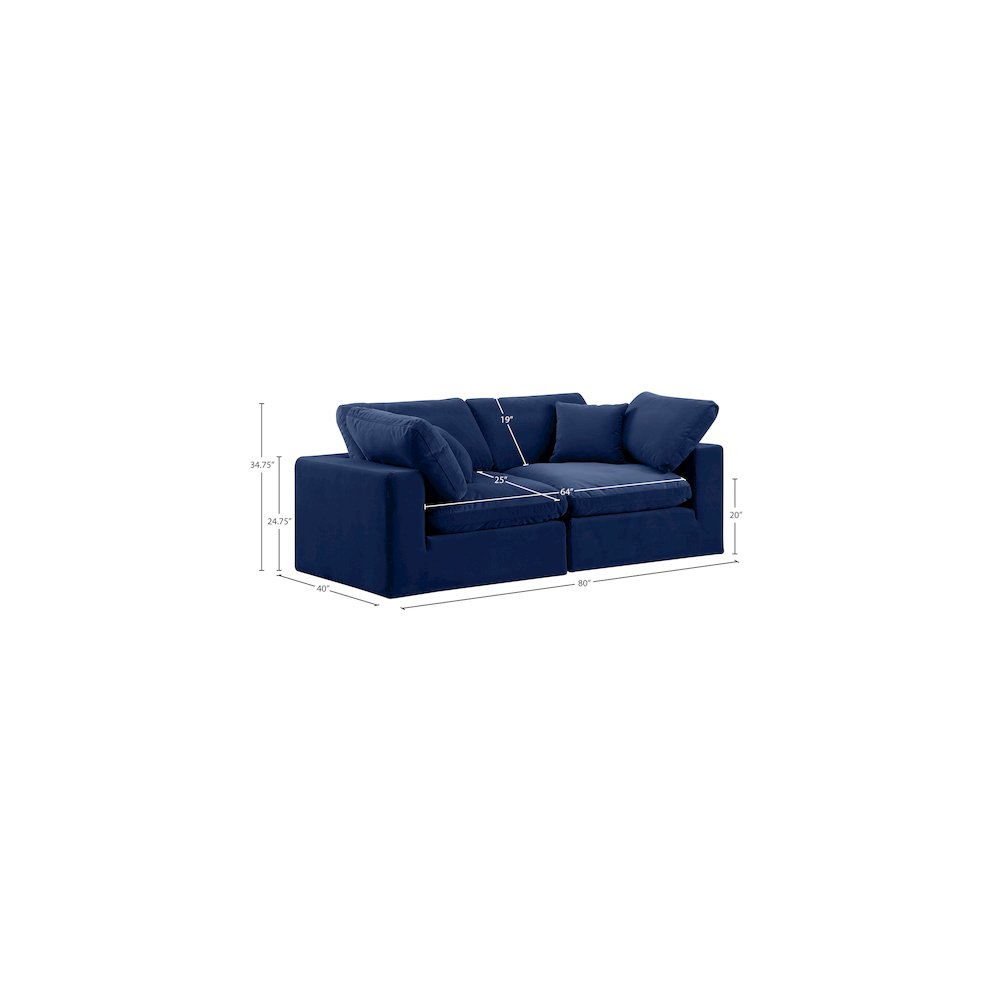 Comfy Navy Velvet Modular Sofa