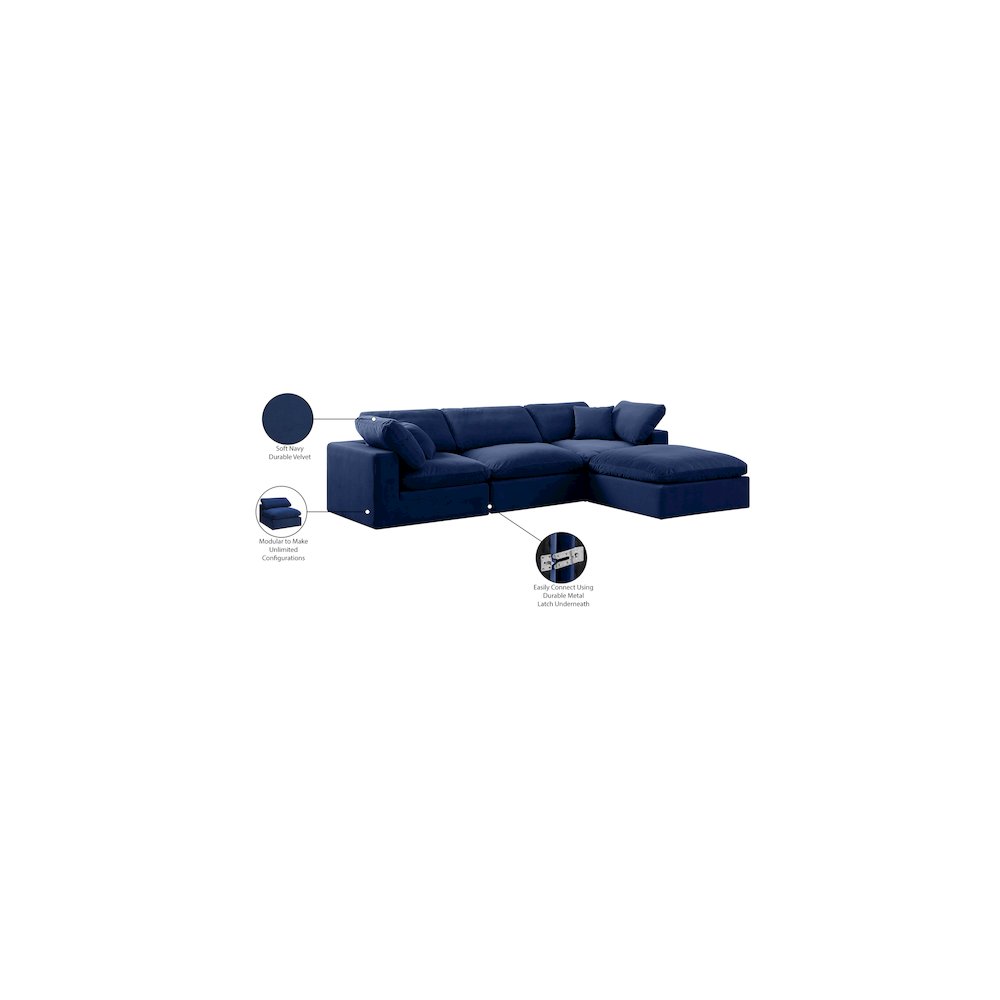 Comfy Navy Velvet Modular Sectional