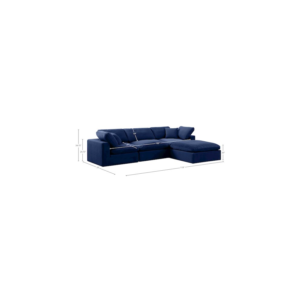 Comfy Navy Velvet Modular Sectional