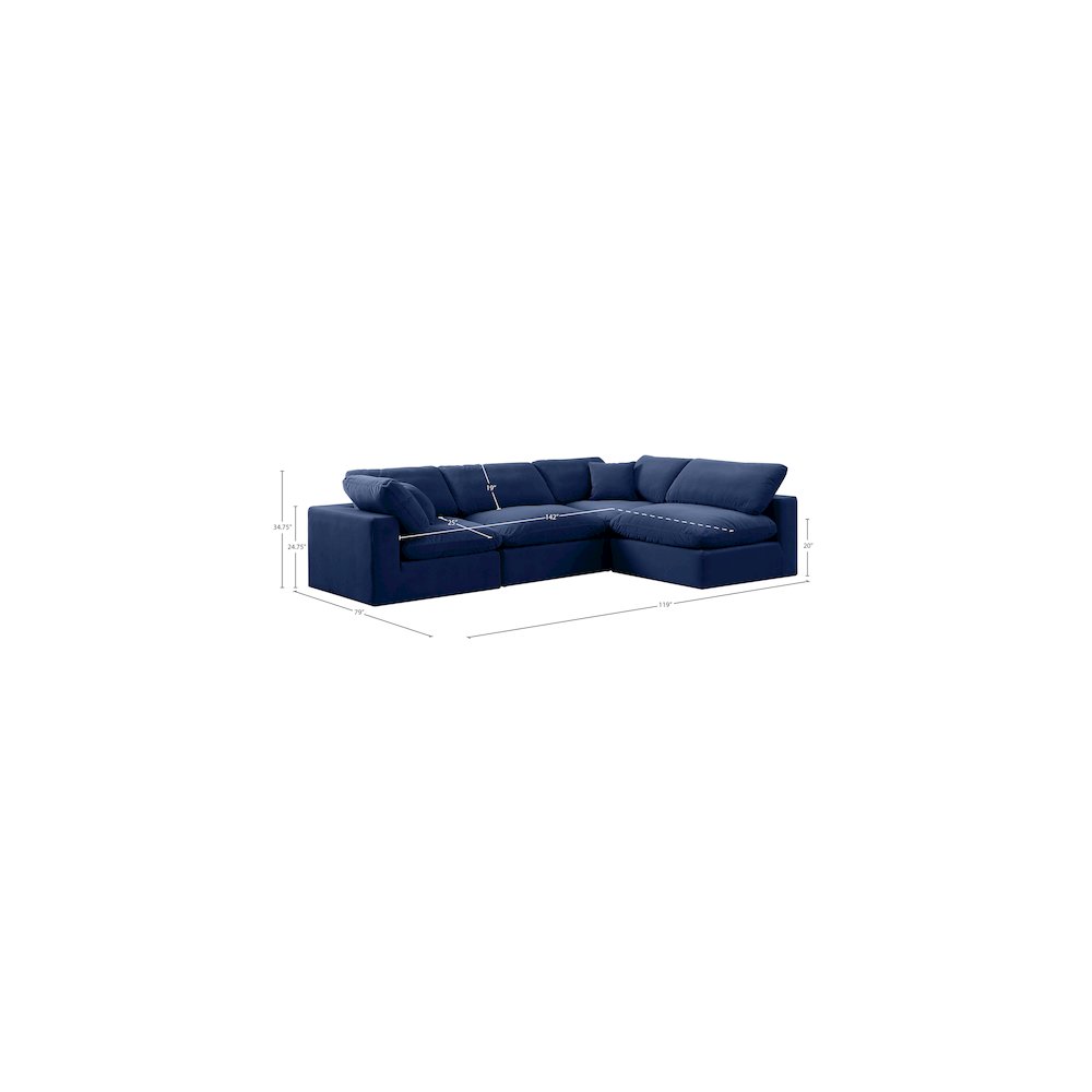 Comfy Navy Velvet Modular Sectional