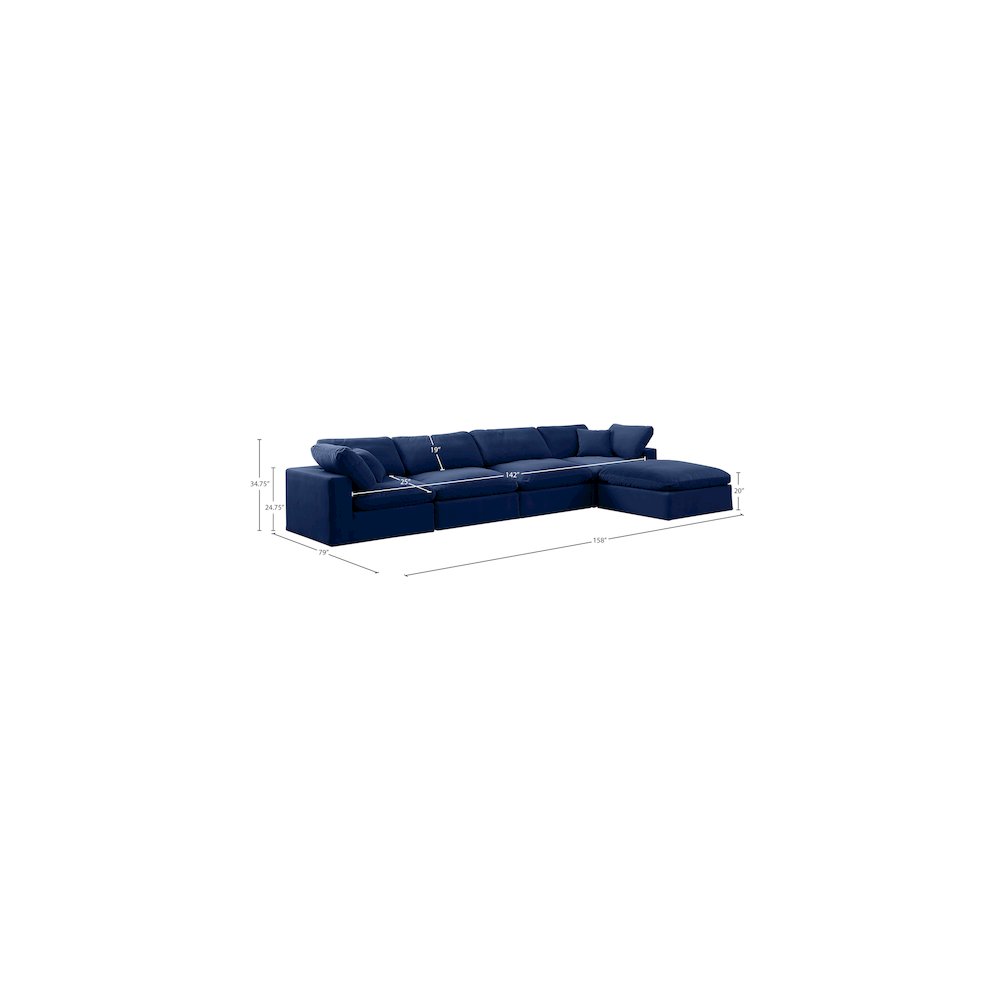 Comfy Navy Velvet Modular Sectional