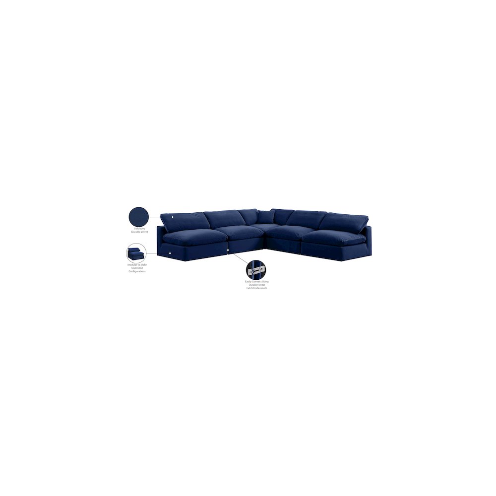 Comfy Navy Velvet Modular Sectional