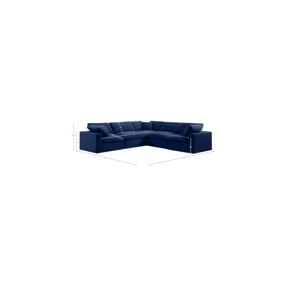 Comfy Navy Velvet Modular Sectional