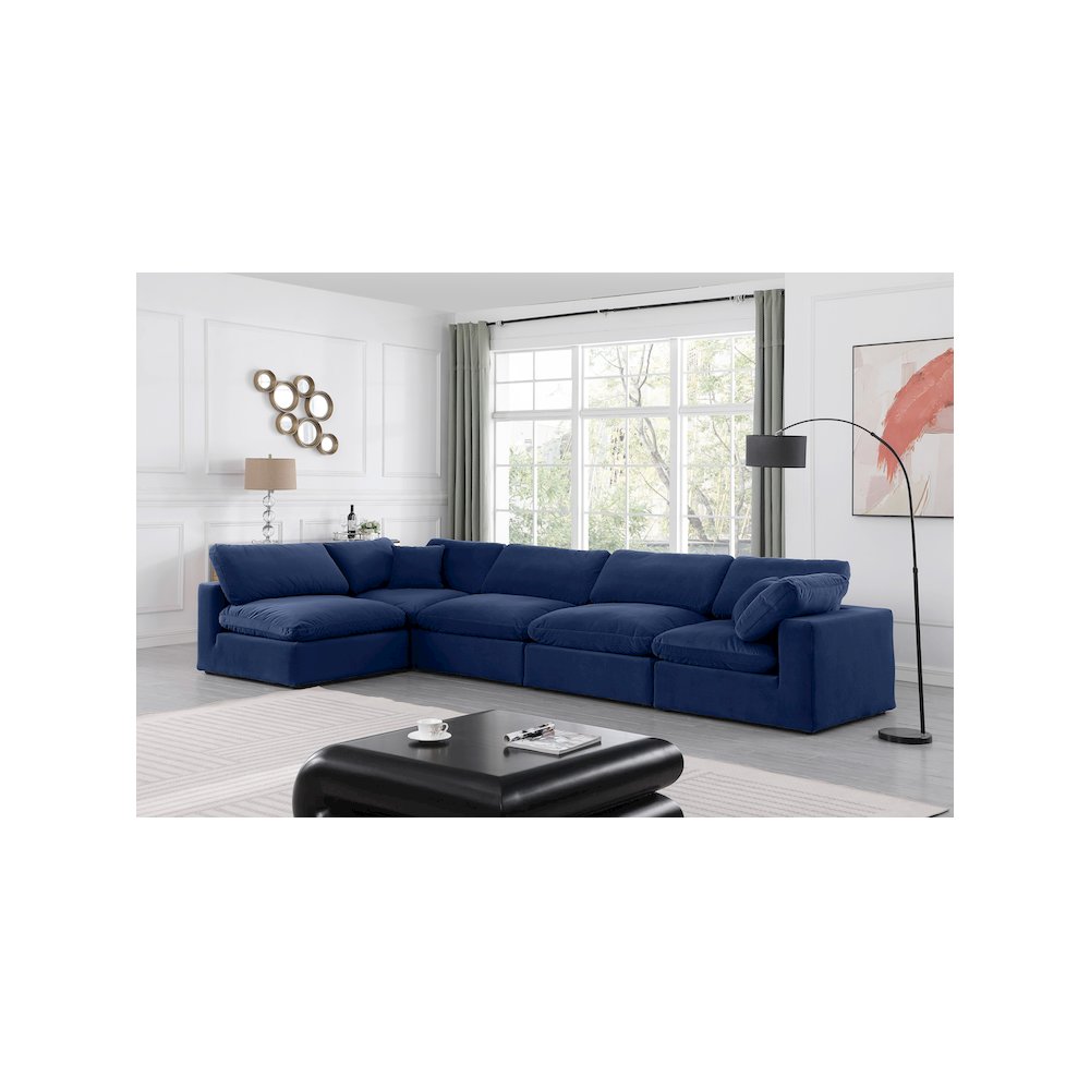 Comfy Navy Velvet Modular Sectional