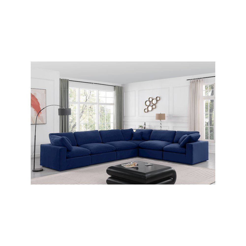 Comfy Navy Velvet Modular Sectional