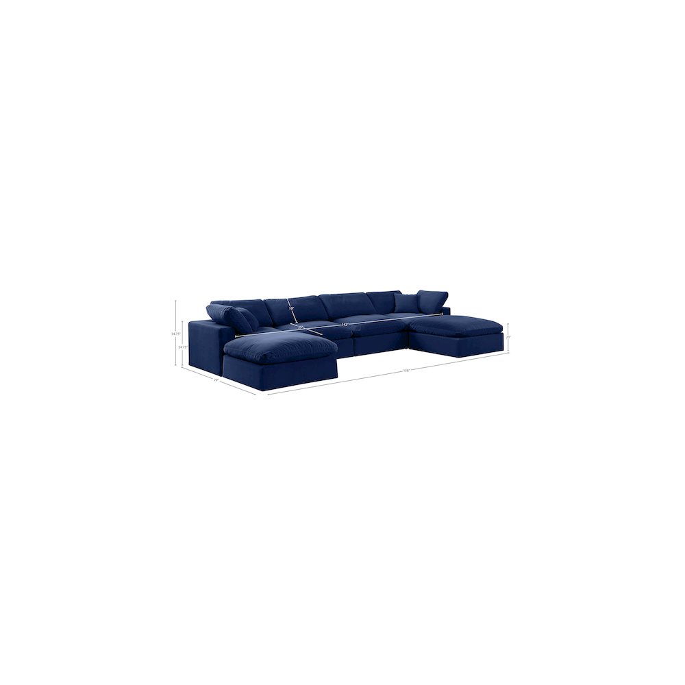 Comfy Navy Velvet Modular Sectional