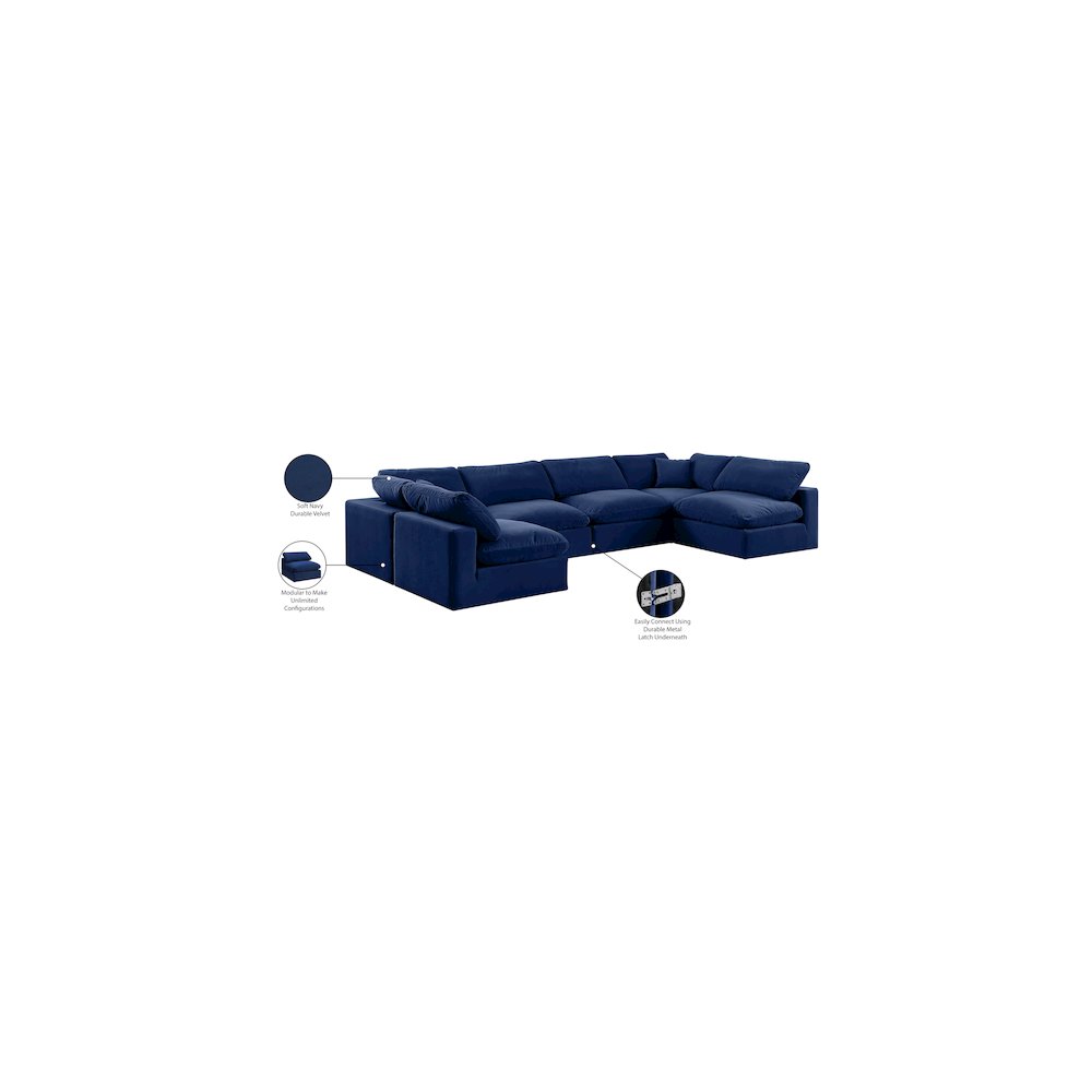 Comfy Navy Velvet Modular Sectional
