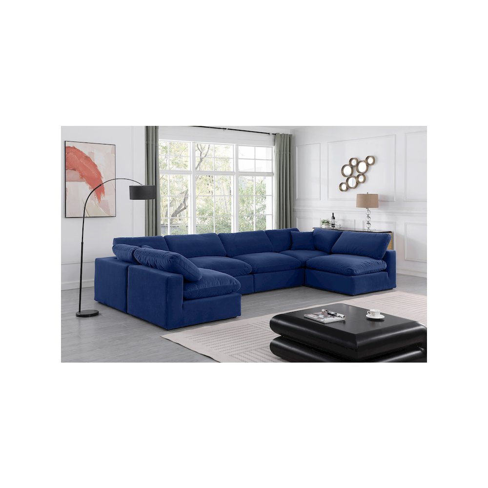 Comfy Navy Velvet Modular Sectional