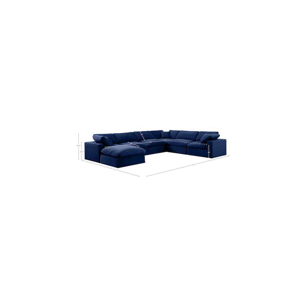 Comfy Navy Velvet Modular Sectional