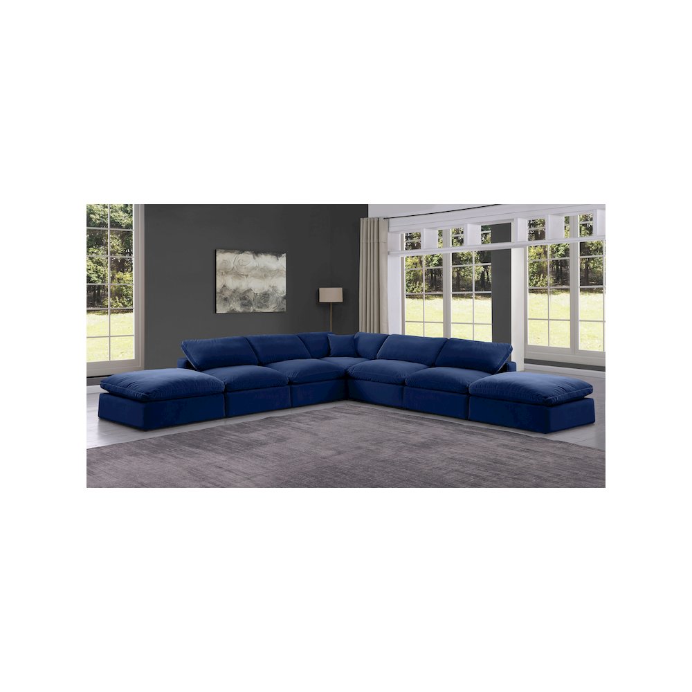 Comfy Navy Velvet Modular Sectional