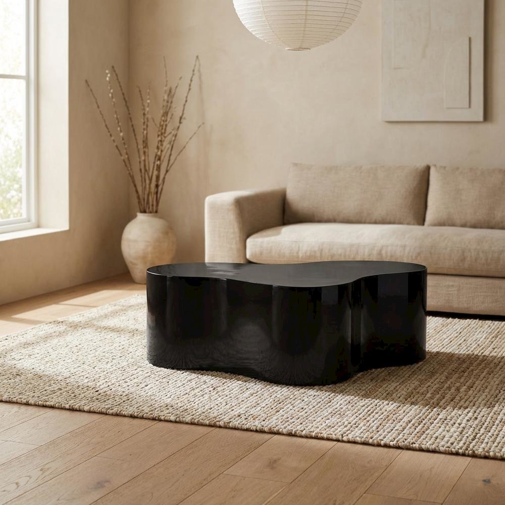 Contemporary Matte Black Coffee Table with Sleek Finish and Sturdy Build
