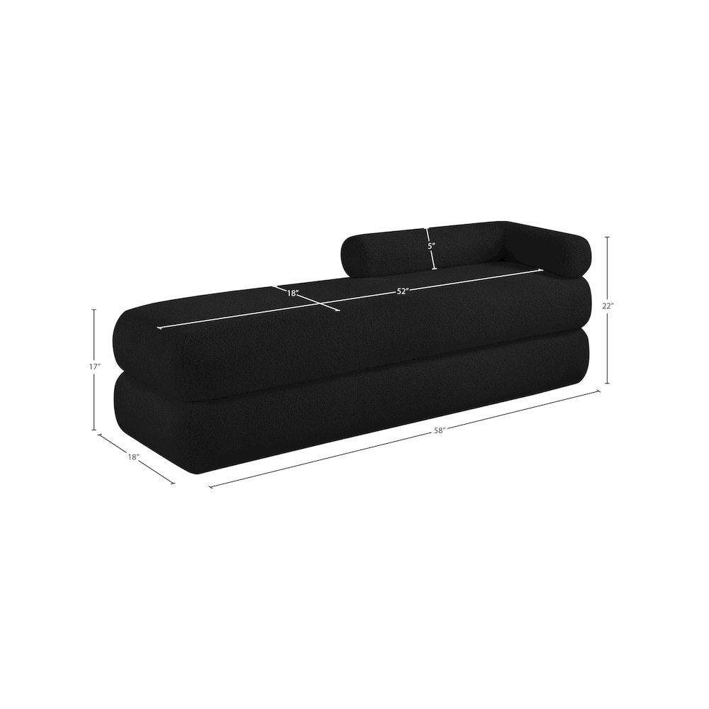 Kennedy Black Faux Shearling Teddy Fabric Bench
