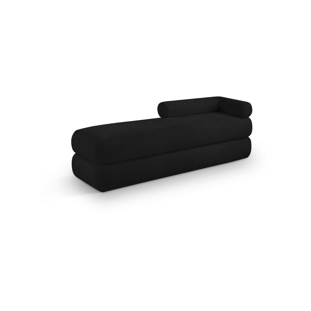 Kennedy Black Faux Shearling Teddy Fabric Bench