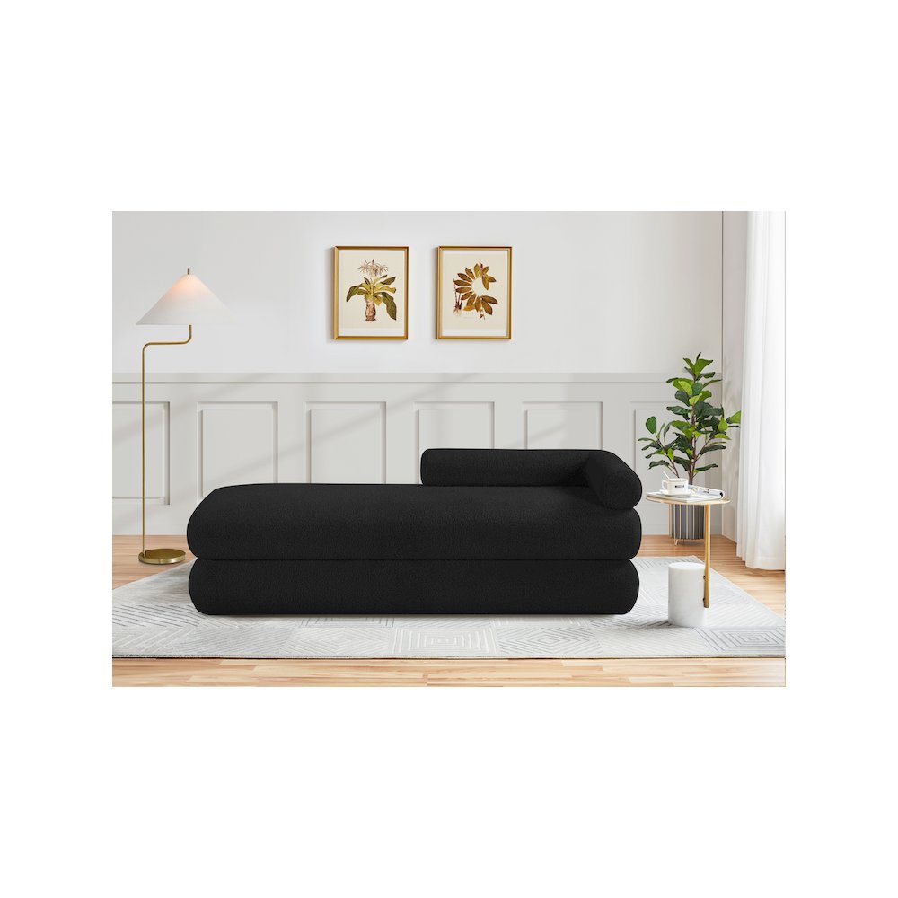 Kennedy Black Faux Shearling Teddy Fabric Bench