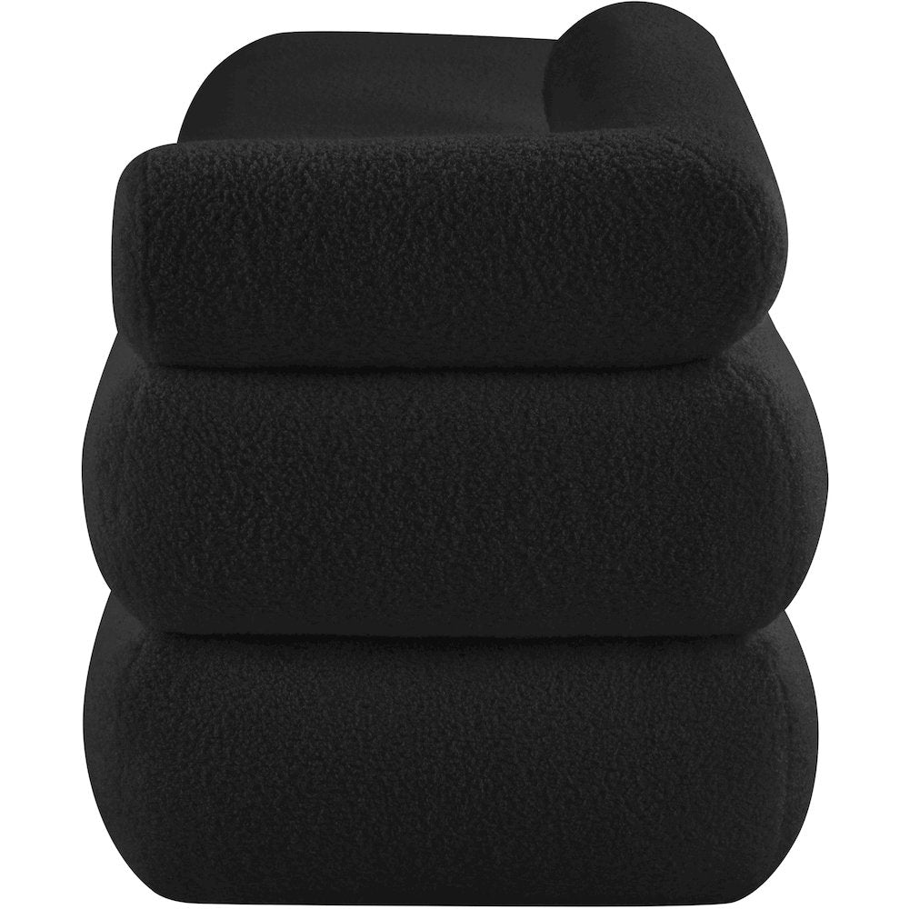 Kennedy Black Faux Shearling Teddy Fabric Bench