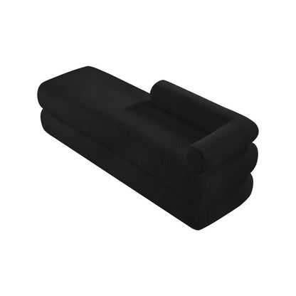 Kennedy Black Faux Shearling Teddy Fabric Bench