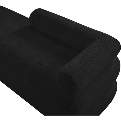 Kennedy Black Faux Shearling Teddy Fabric Bench