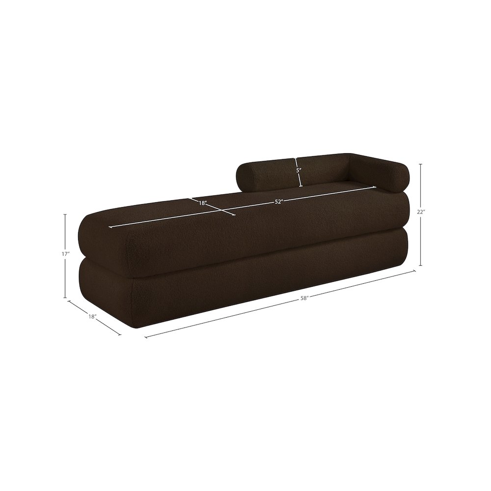 Kennedy Brown Faux Shearling Teddy Fabric Bench
