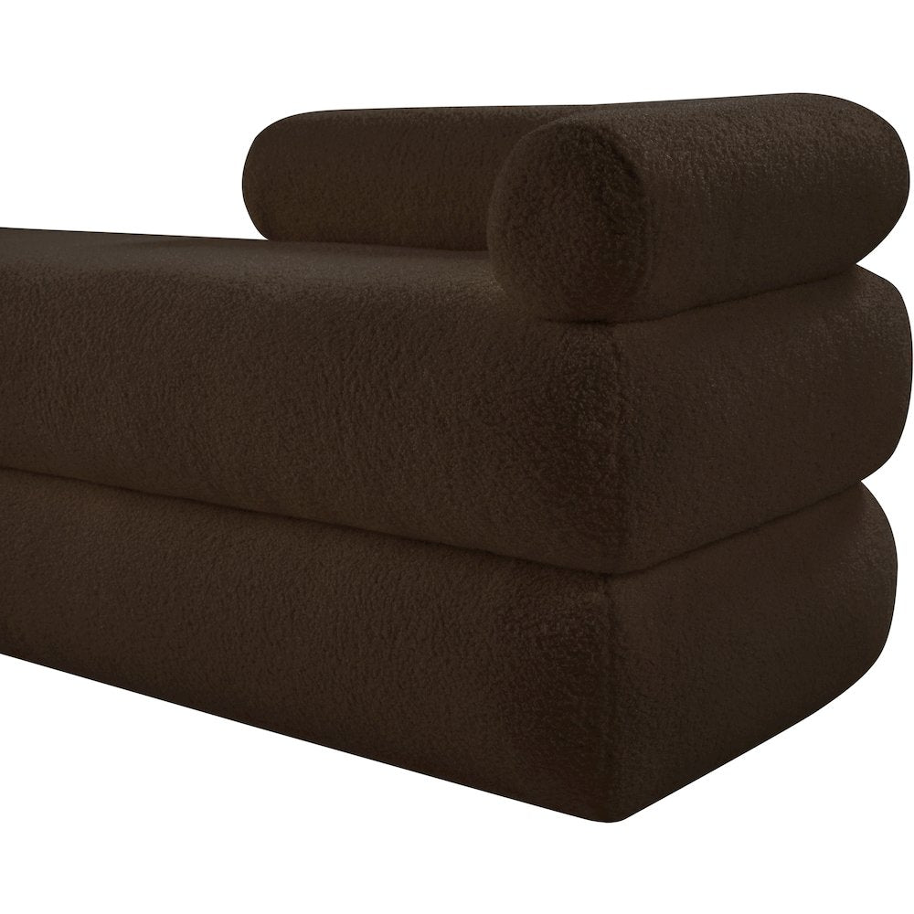 Kennedy Brown Faux Shearling Teddy Fabric Bench