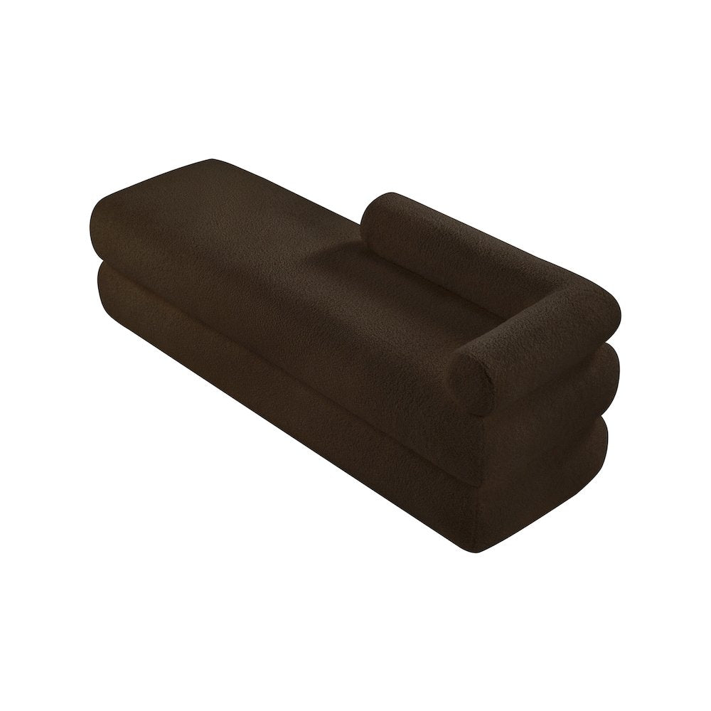 Kennedy Brown Faux Shearling Teddy Fabric Bench