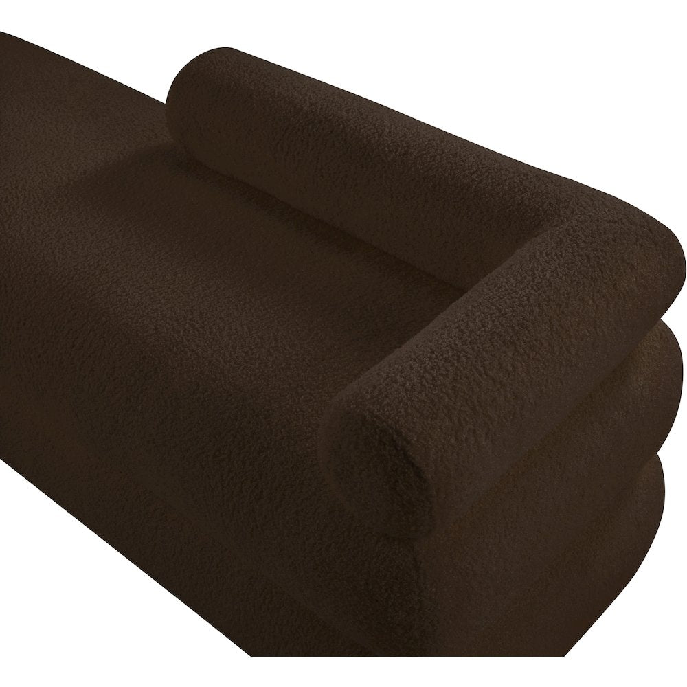 Kennedy Brown Faux Shearling Teddy Fabric Bench