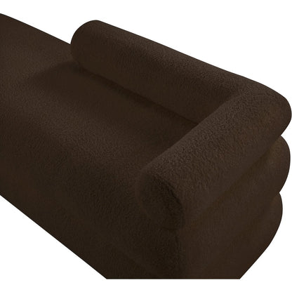Kennedy Brown Faux Shearling Teddy Fabric Bench