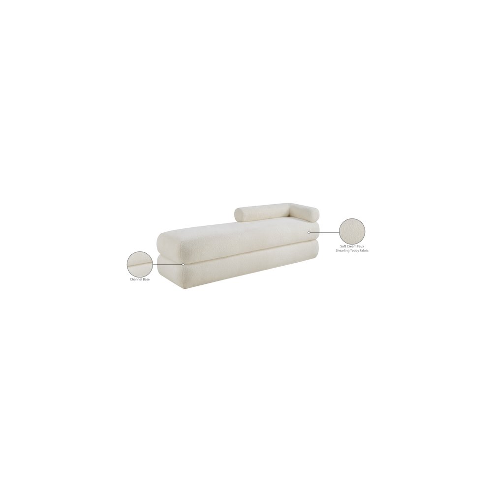 Kennedy Cream Faux Shearling Teddy Fabric Bench