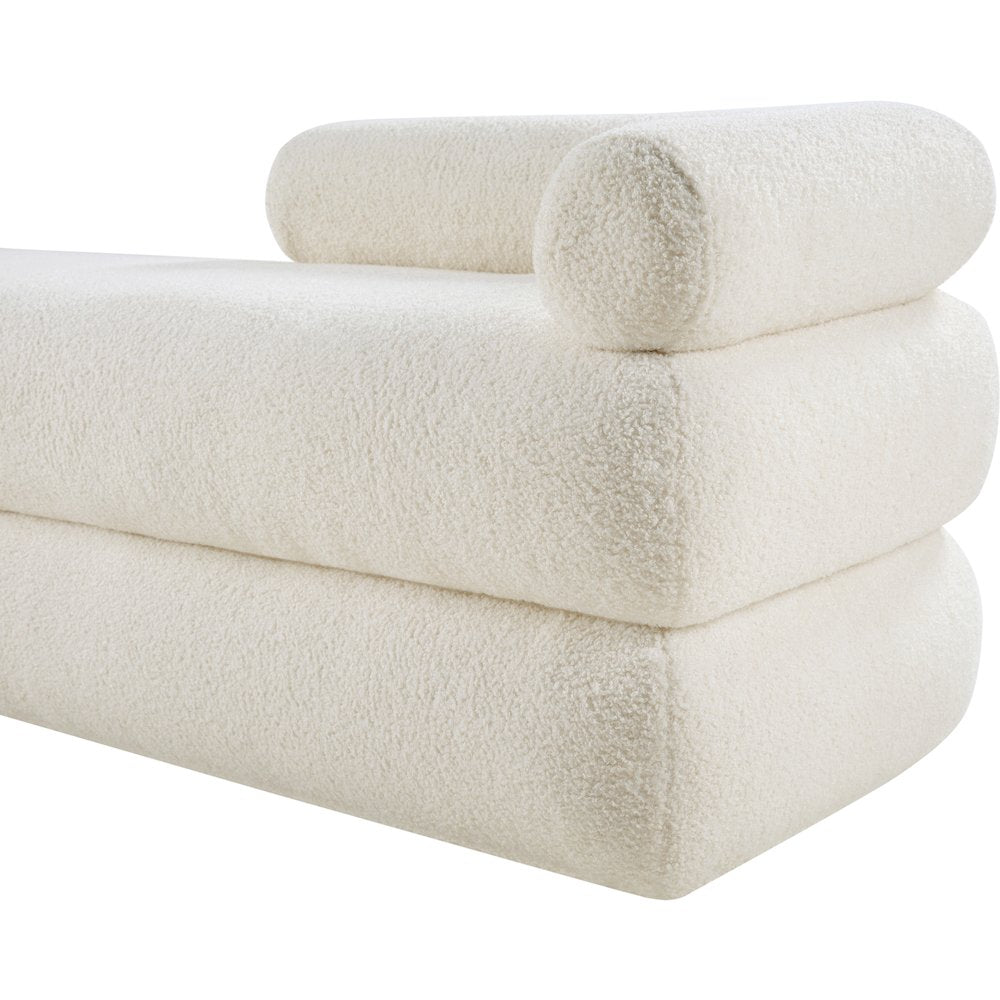Kennedy Cream Faux Shearling Teddy Fabric Bench