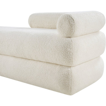 Kennedy Cream Faux Shearling Teddy Fabric Bench