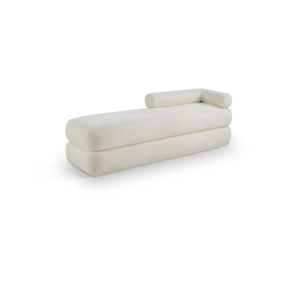 Kennedy Cream Faux Shearling Teddy Fabric Bench