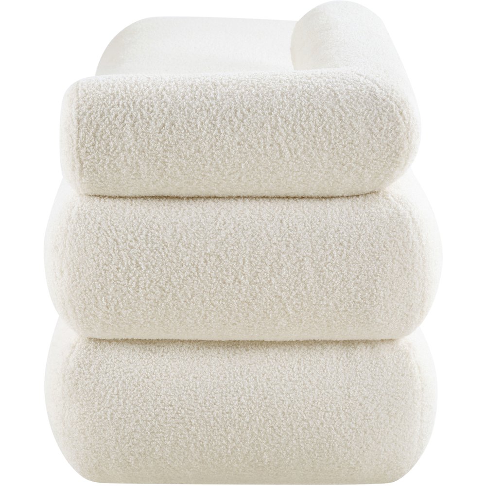 Kennedy Cream Faux Shearling Teddy Fabric Bench