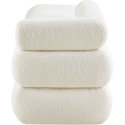 Kennedy Cream Faux Shearling Teddy Fabric Bench