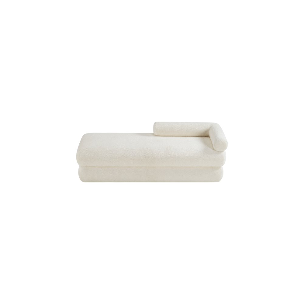 Kennedy Cream Faux Shearling Teddy Fabric Bench