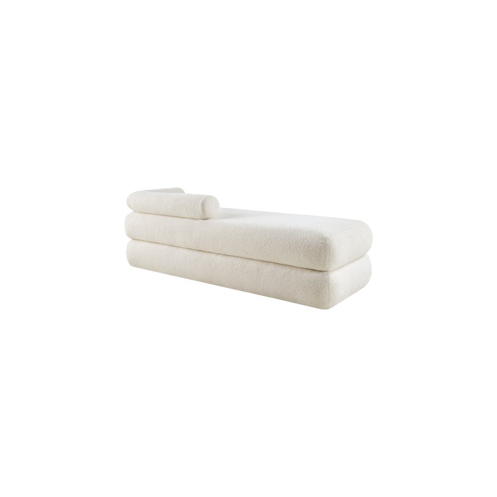Kennedy Cream Faux Shearling Teddy Fabric Bench
