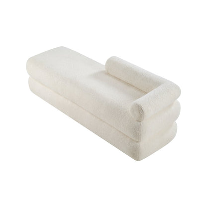 Kennedy Cream Faux Shearling Teddy Fabric Bench