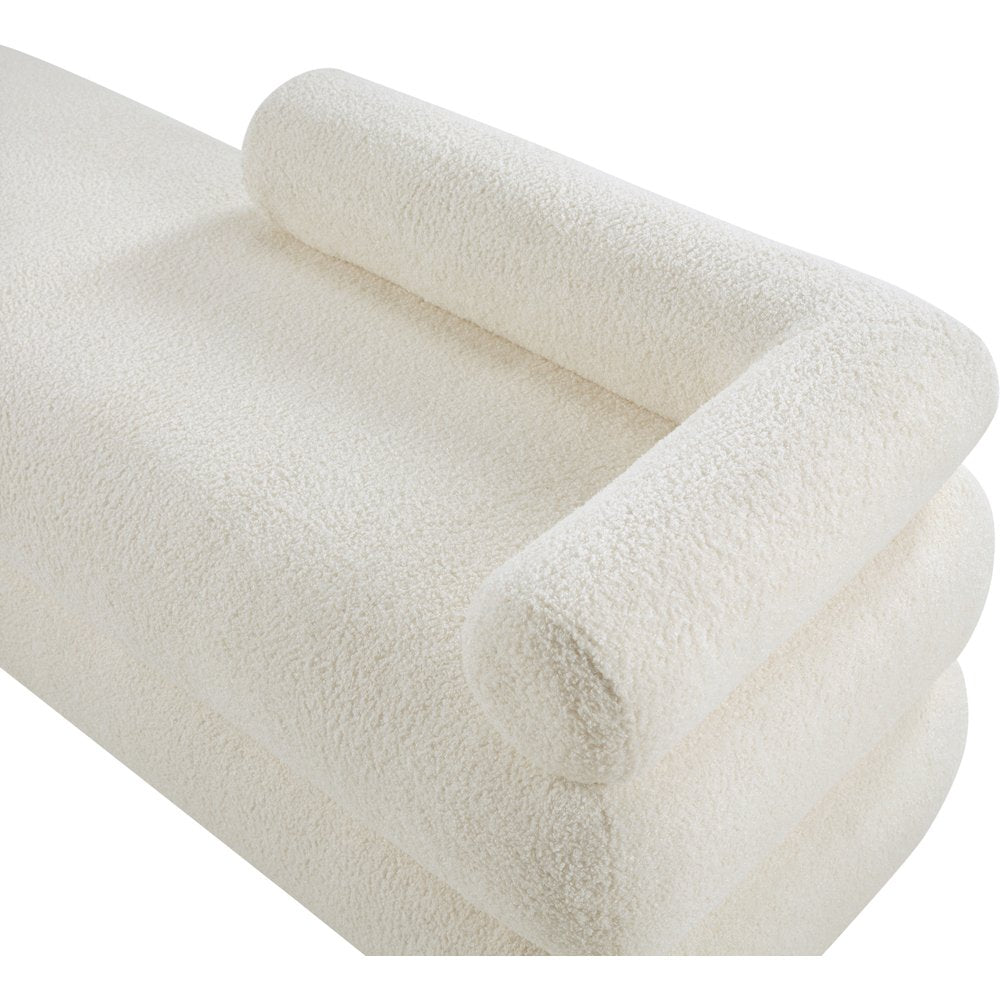 Kennedy Cream Faux Shearling Teddy Fabric Bench