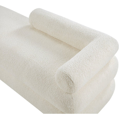 Kennedy Cream Faux Shearling Teddy Fabric Bench