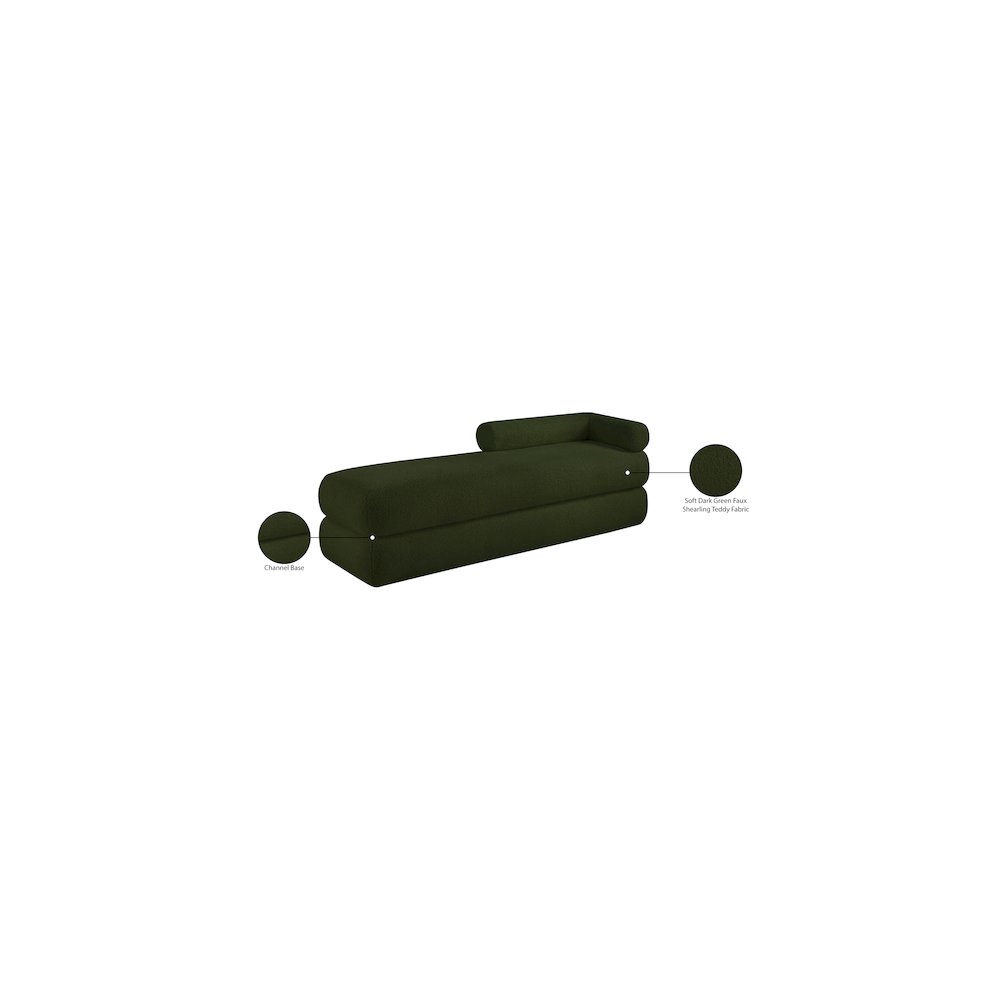 Kennedy Green Faux Shearling Teddy Fabric Bench