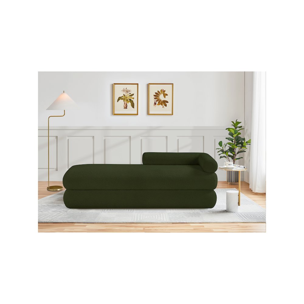 Kennedy Green Faux Shearling Teddy Fabric Bench