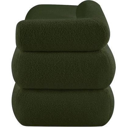 Kennedy Green Faux Shearling Teddy Fabric Bench