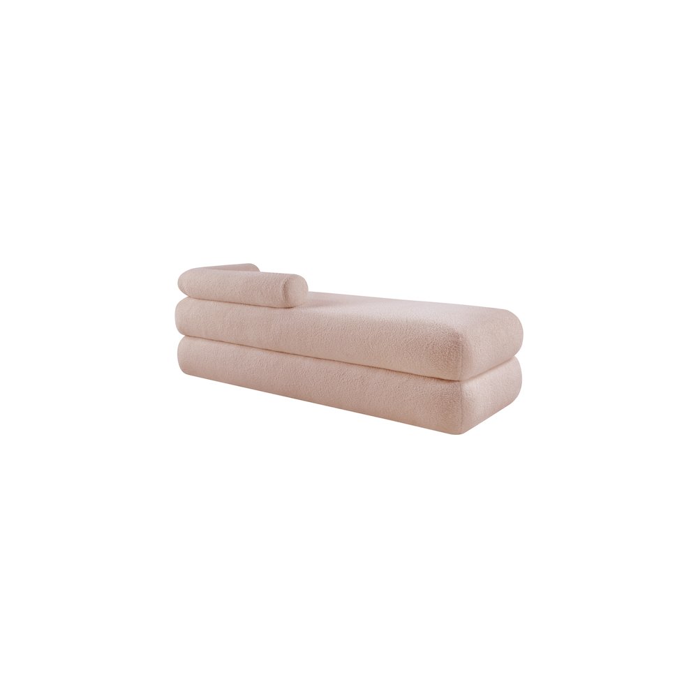 Kennedy Pink Faux Shearling Teddy Fabric Bench
