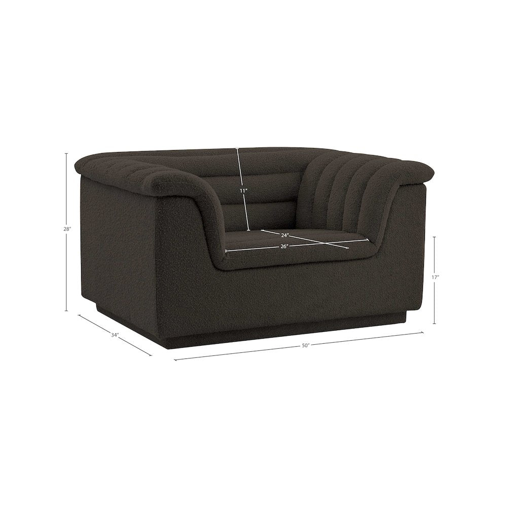 Cascade Brown Boucle Fabric Chair