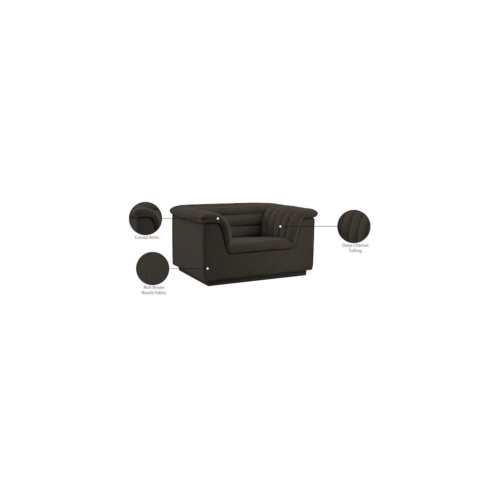 Cascade Brown Boucle Fabric Chair