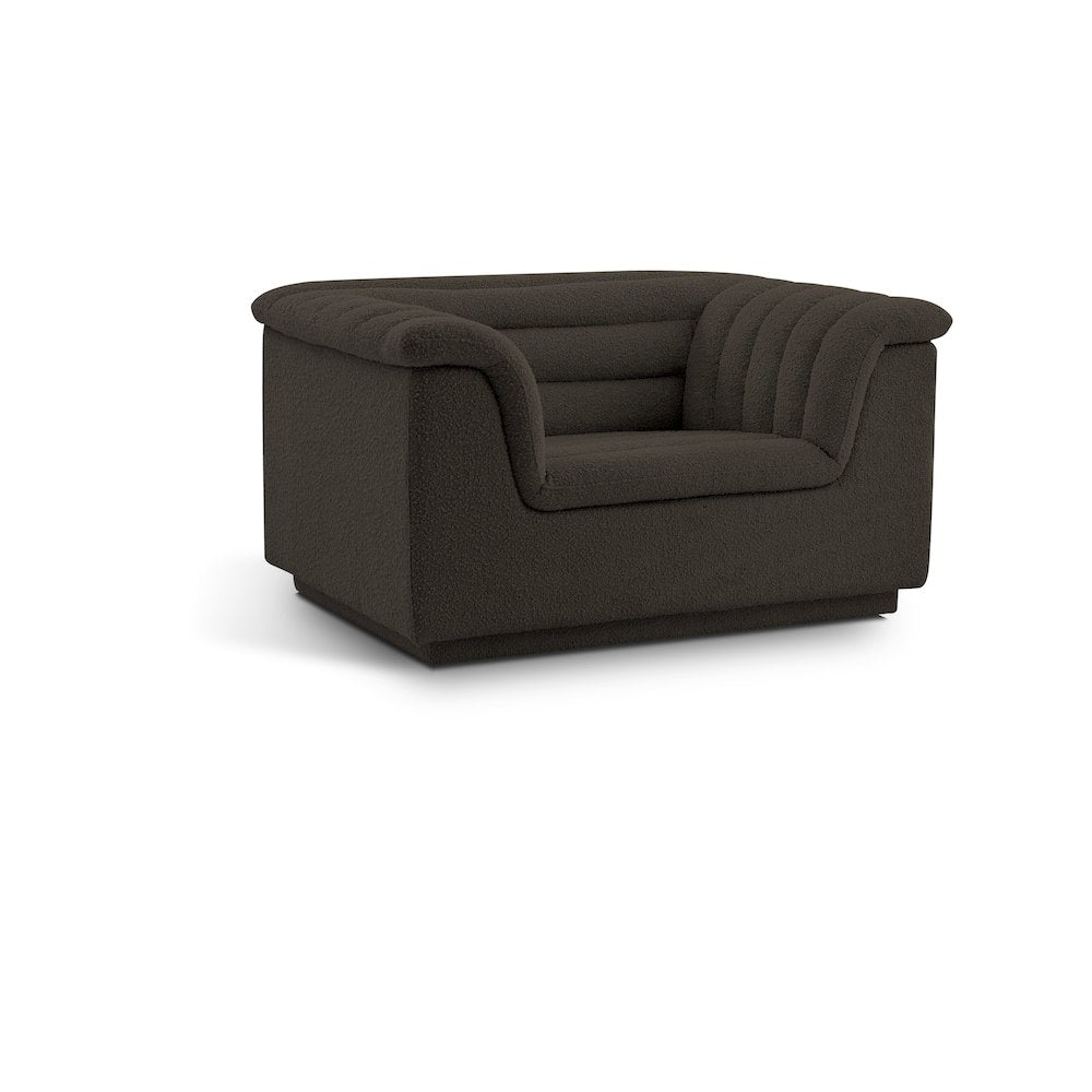 Cascade Brown Boucle Fabric Chair