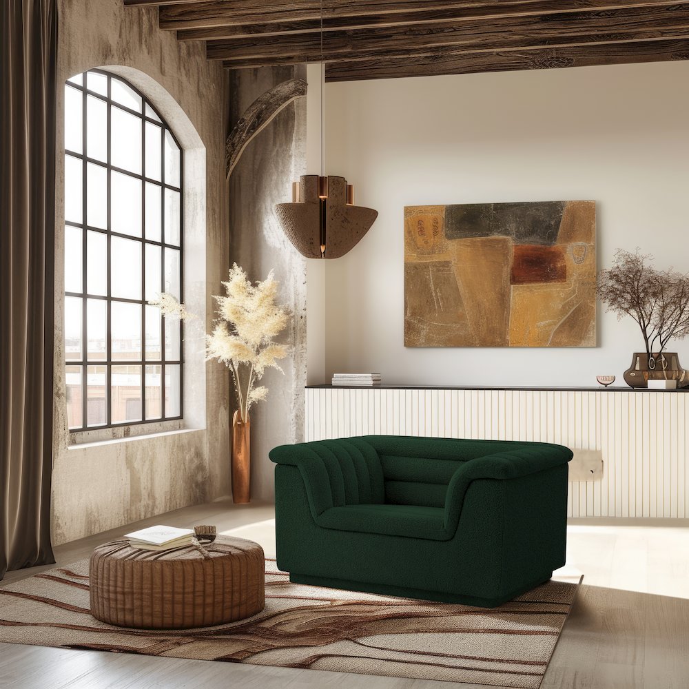 Cascade Green Boucle Fabric Chair