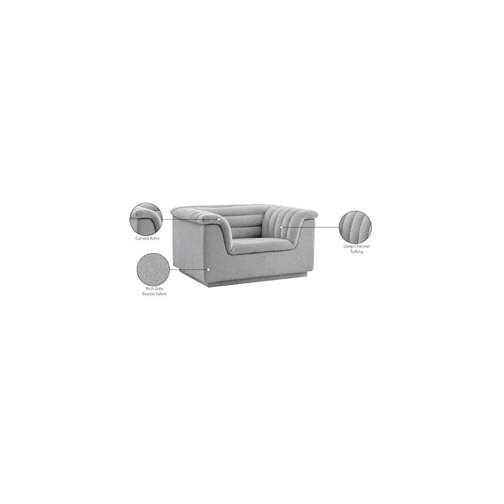 Cascade Grey Boucle Fabric Chair