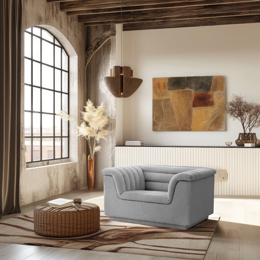 Cascade Grey Boucle Fabric Chair