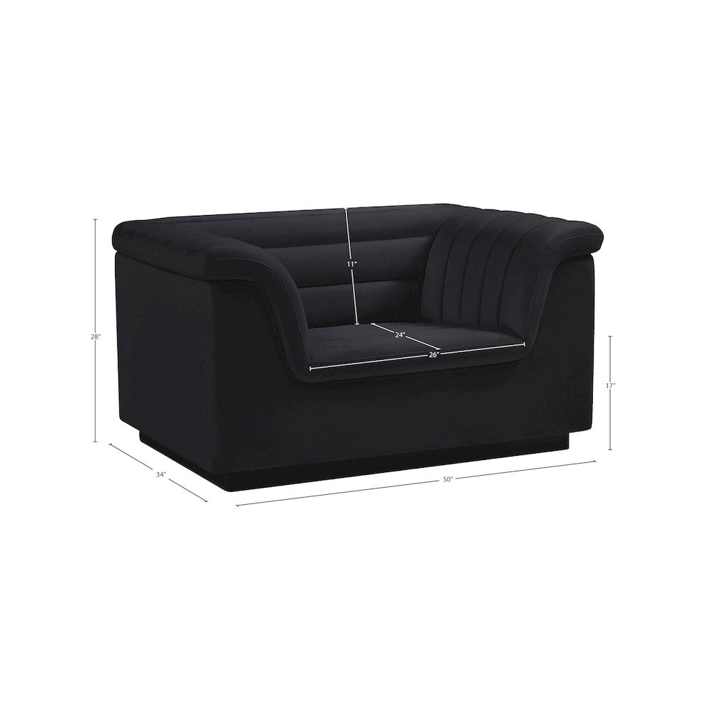 Cascade Black Velvet Fabric Chair